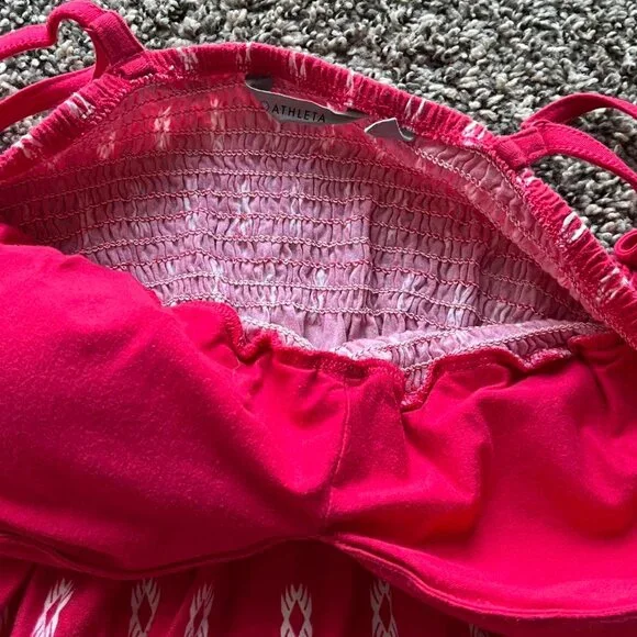 Athleta Dress Womens Large Red & White Mini Boho Dress Spaghetti Strap Festival - Picture 5 of 7